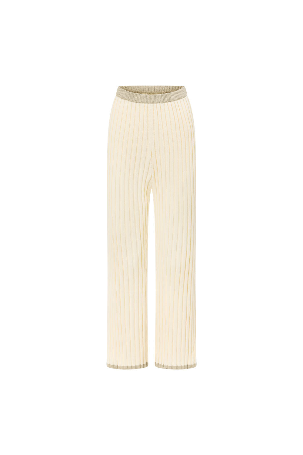 White Ribbed High Waist Aylani Pants