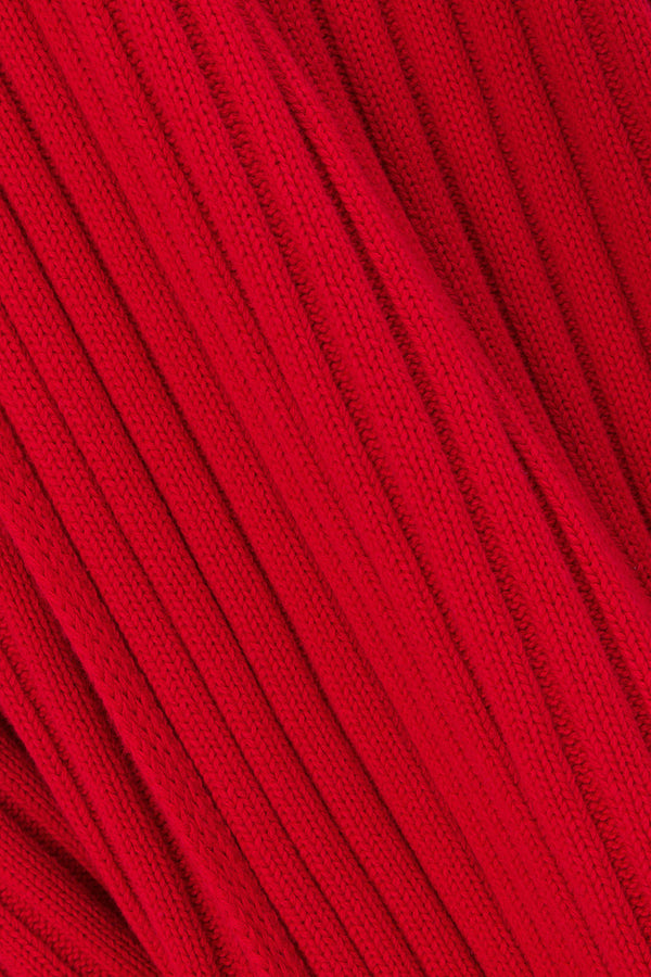 Red Rib Split Maxi Gemini Dress