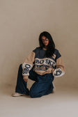 Vienna Sweater - Terry Blue, White, Tan, Grey