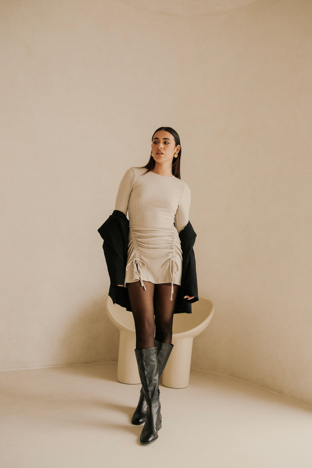 Kalani Knit Mini Dress - Grey