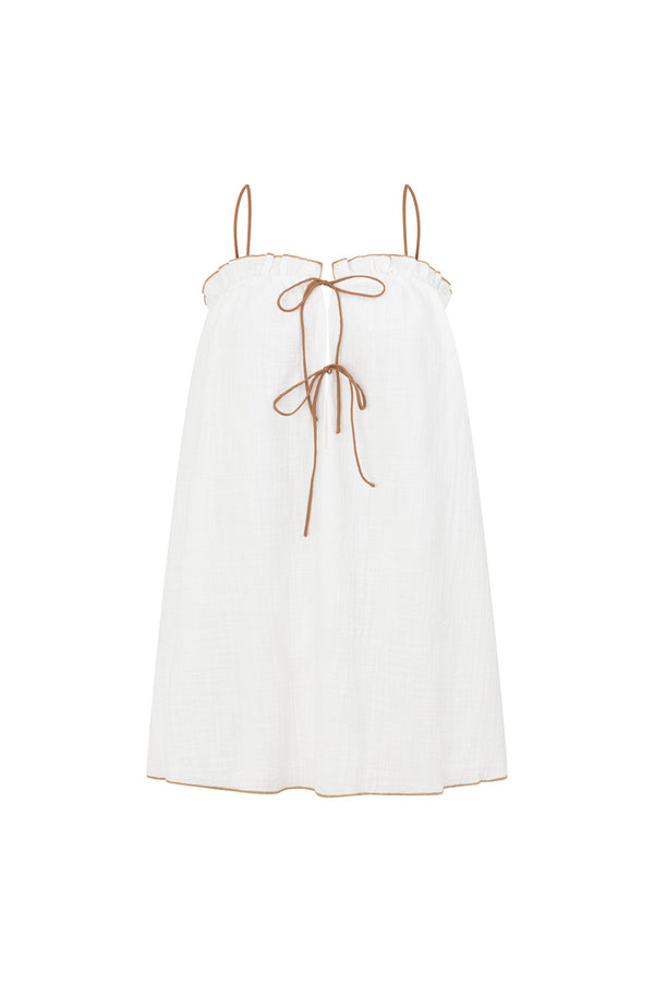 White Strappy Tie Mini Evelia Tank Dress