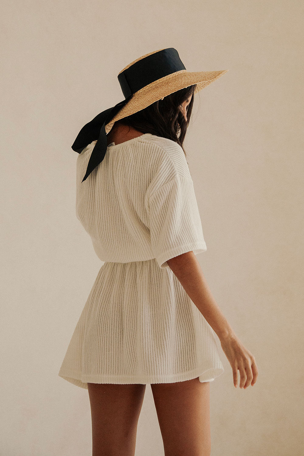 White V Neck Ruched Tie Mini Chiva Dress