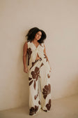 Zana Tie Pants - Galene Print, Brown, Cream