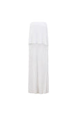White Vintage Crochet Knit Strapless Maxi Maria Dress