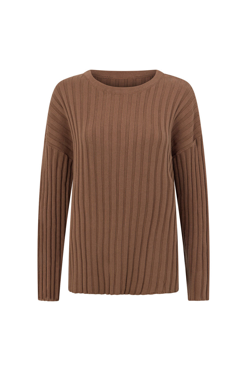 Chocolate Brown Ribbed Knit Jali Top