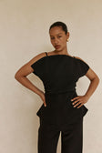 Black Suiting Panel Naomi Top
