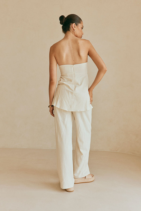 Serena Front Tie Pants - Beige