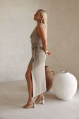 Mushroom Grey Cut Out Wrap Cyprus Top