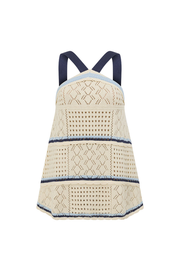 Cream Patch Crochet Knit Halter Matilda Top