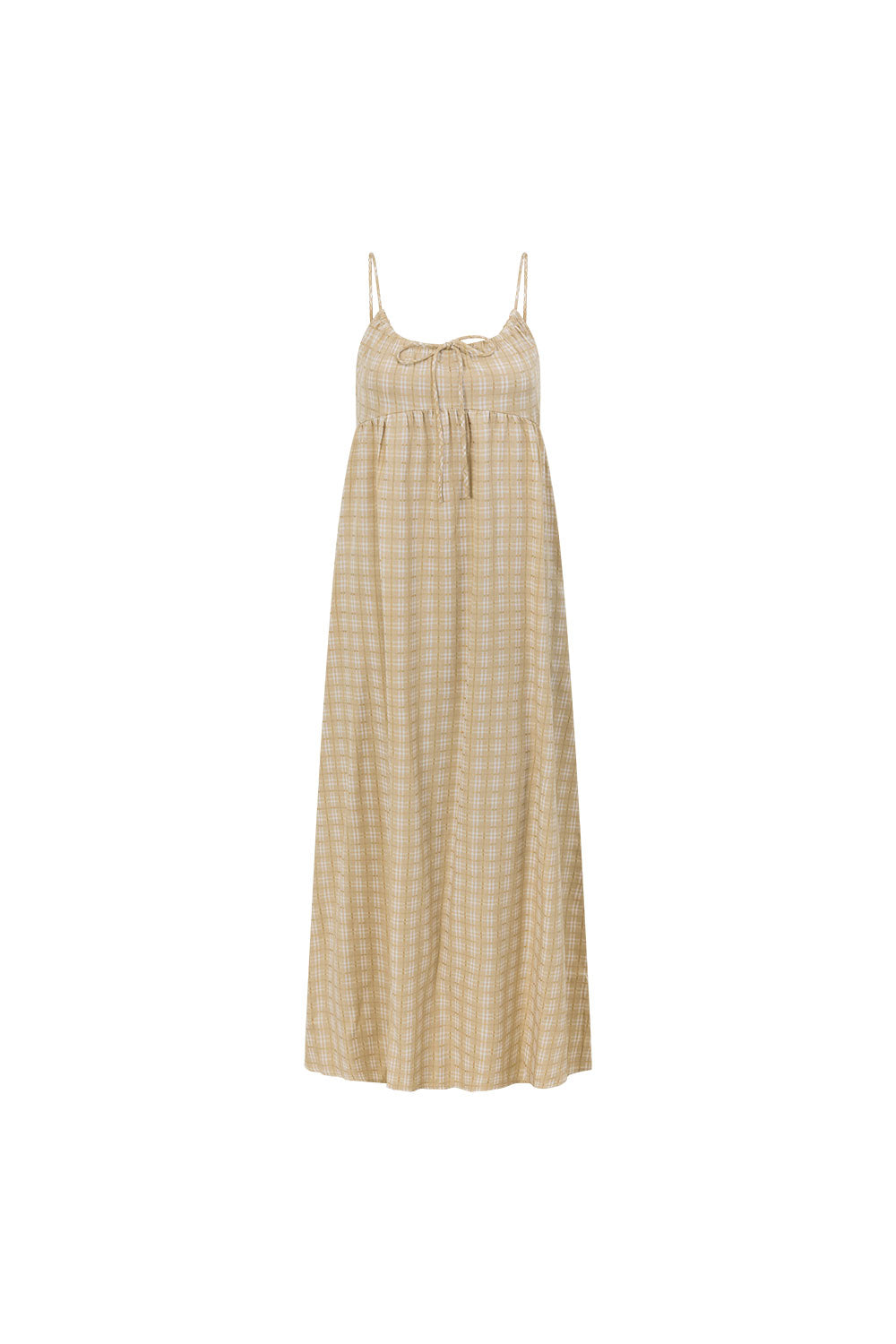 Khaki Gingham Strappy Maxi Lissa Dress