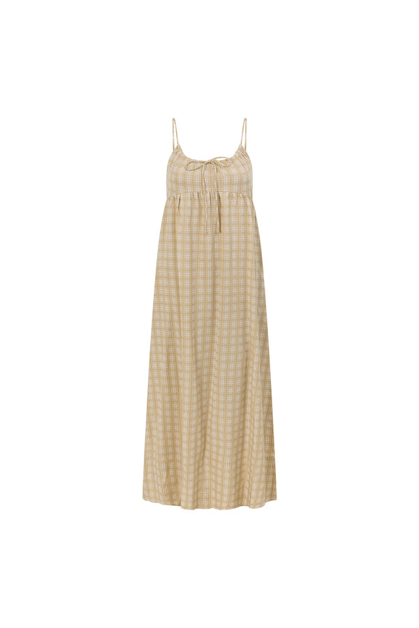 Khaki Gingham Strappy Maxi Lissa Dress