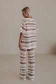 Brown and White Stripe Knit High Waist Bristol Pants