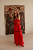 Red Polka Dot Panel Maxi Tassia Dress