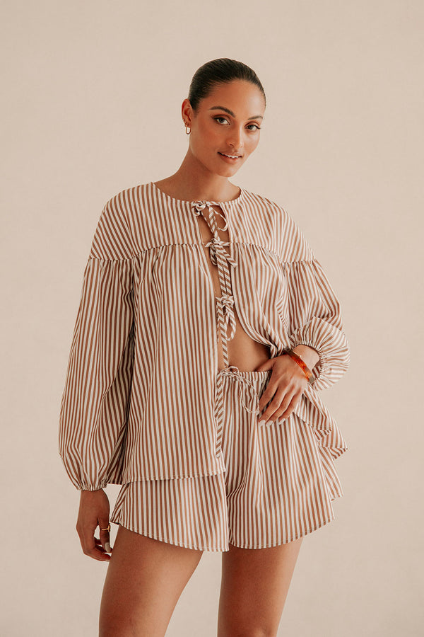 Chocolate Brown Drawstring Pennie Shorts