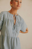 Mirae Tie Playsuit - White, Blue Stripe