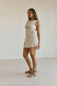 Beige Wrap Mini Kiana Dress