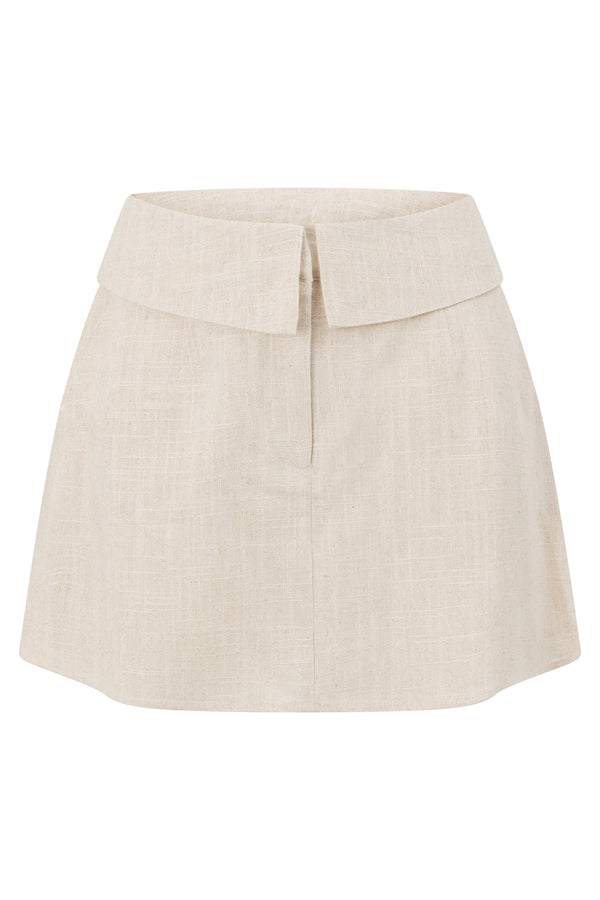 Beige Fold Over Waist Mini Luella Skirt