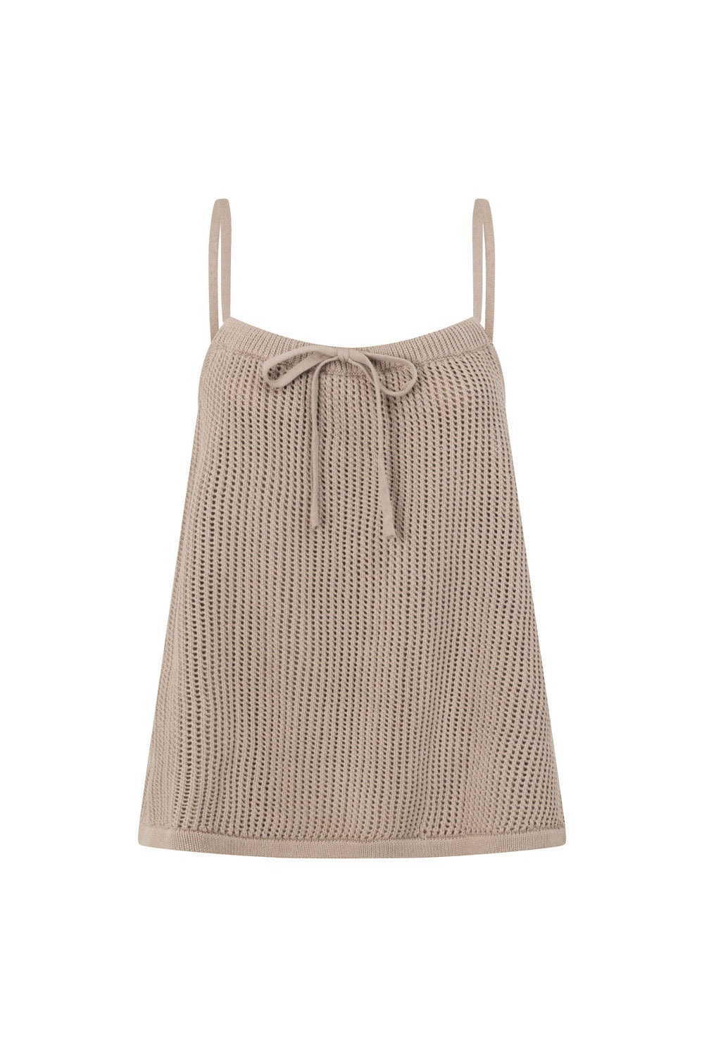 Taupe Knit V Neck Strappy Tie A-Line Havana Top