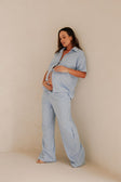 Blue High Waist Drawstring Pocket Brielle Pants