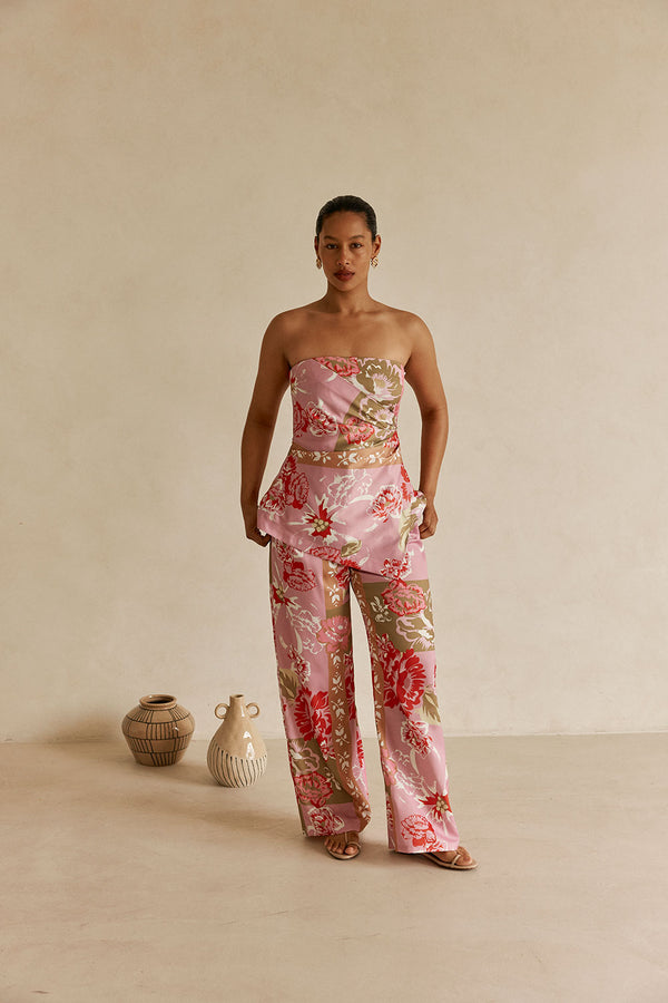 Pink Botanic Patch Floral Print Pocket Marleigh Pants