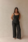 Black Button Tie Khaleesi Top