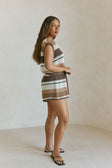 Brown and Cream Stripe Knit Button Up Ember Playsuit