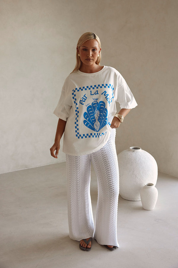 Blue Graphic Tee Relaxed Par La Mer Top