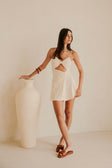 Ale Adjustable Thin Strap Cutout Mini Knot Dress - Cream