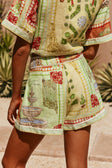 El Jardin Print Belted Estella Shorts
