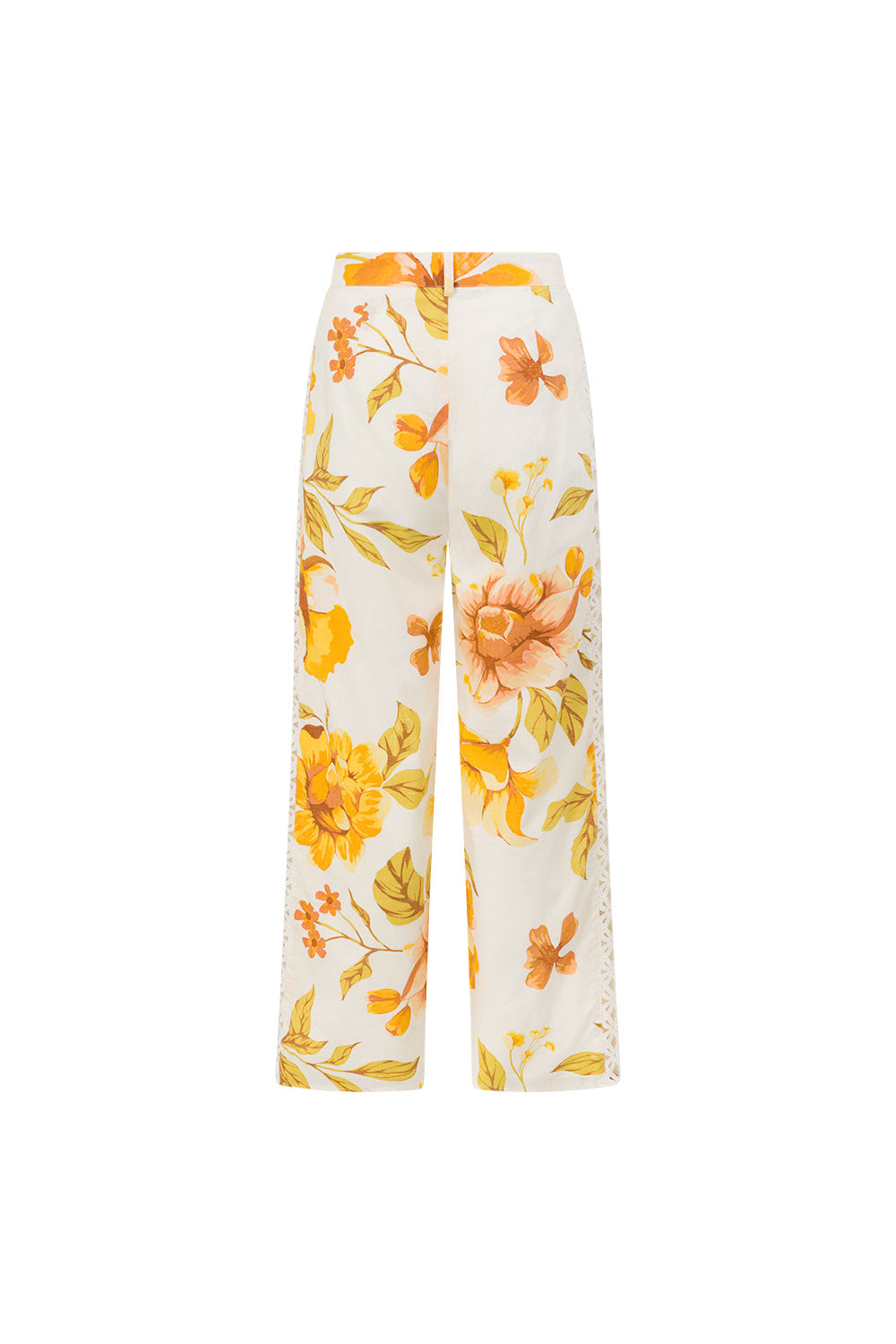 White Agalia Floral Print Wide Leg Lorde Trouser Pants