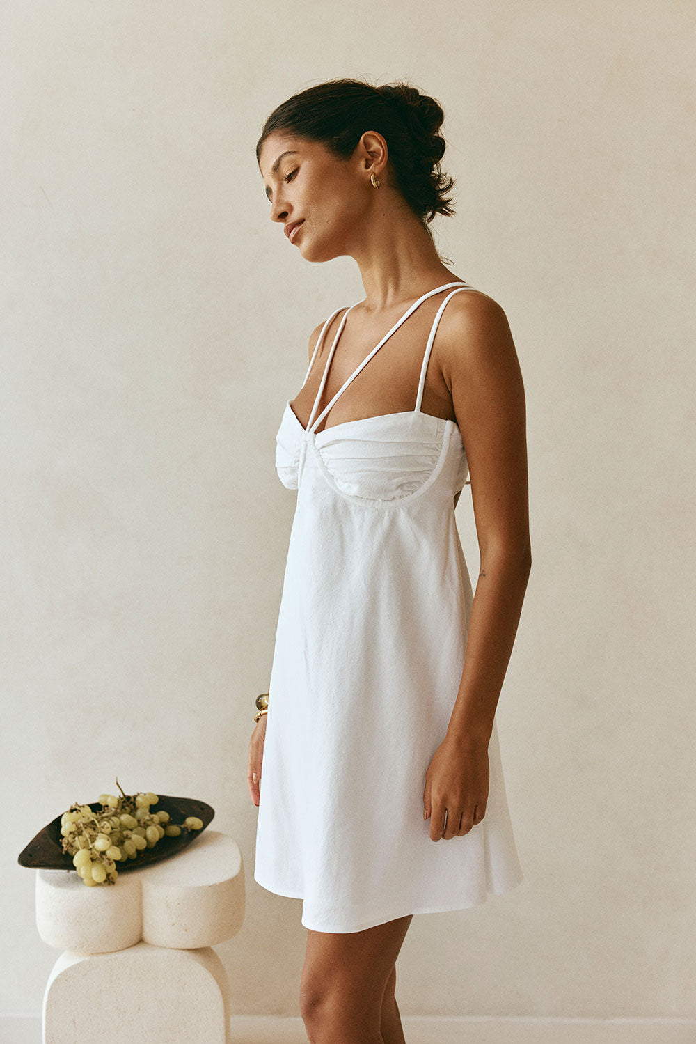 Seville Thin Strap Backless Mini Dress - White