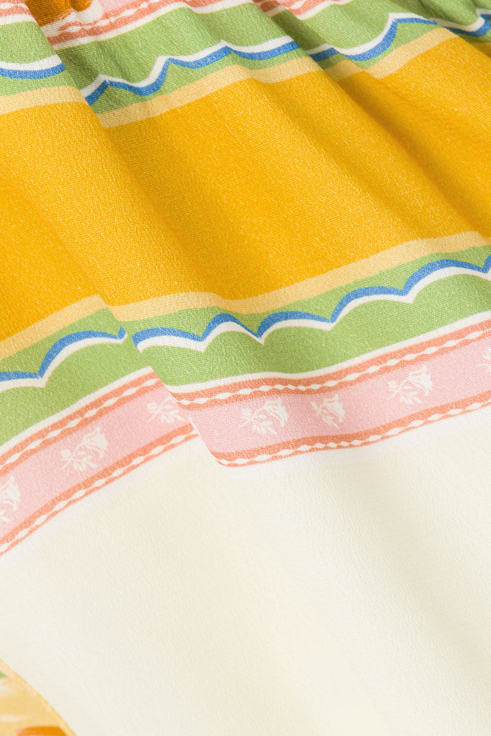 White and Yellow Botanique Drawstring Keziah Shorts