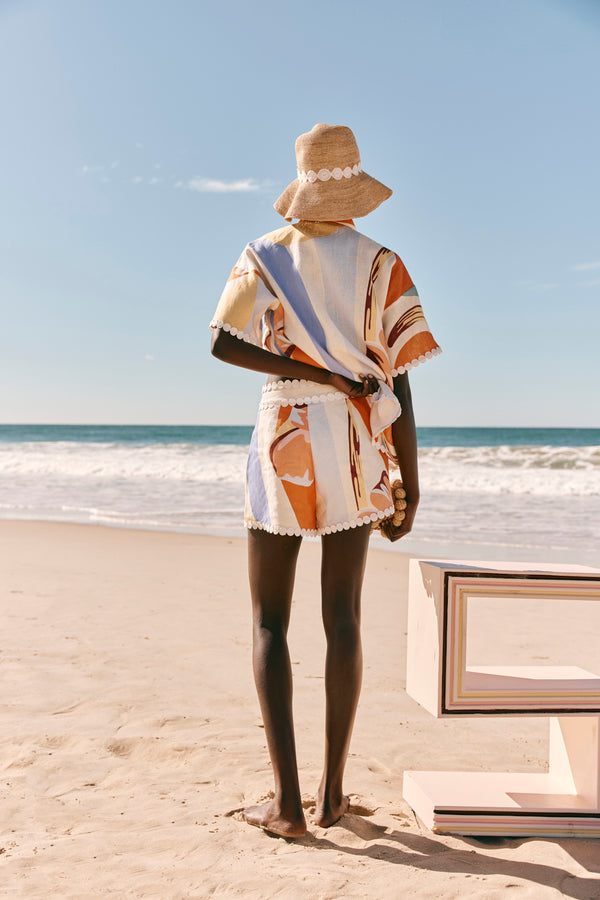 Orange Estivo Dusk Print Wrap Belt Francesca Shorts