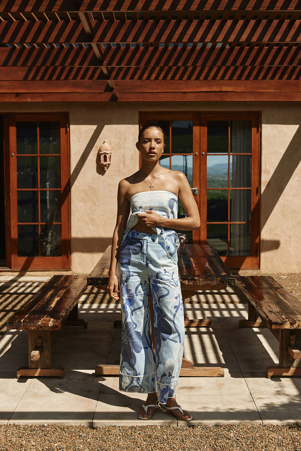 Blue Bouquet Blu Print Brooklyn Trouser Pants