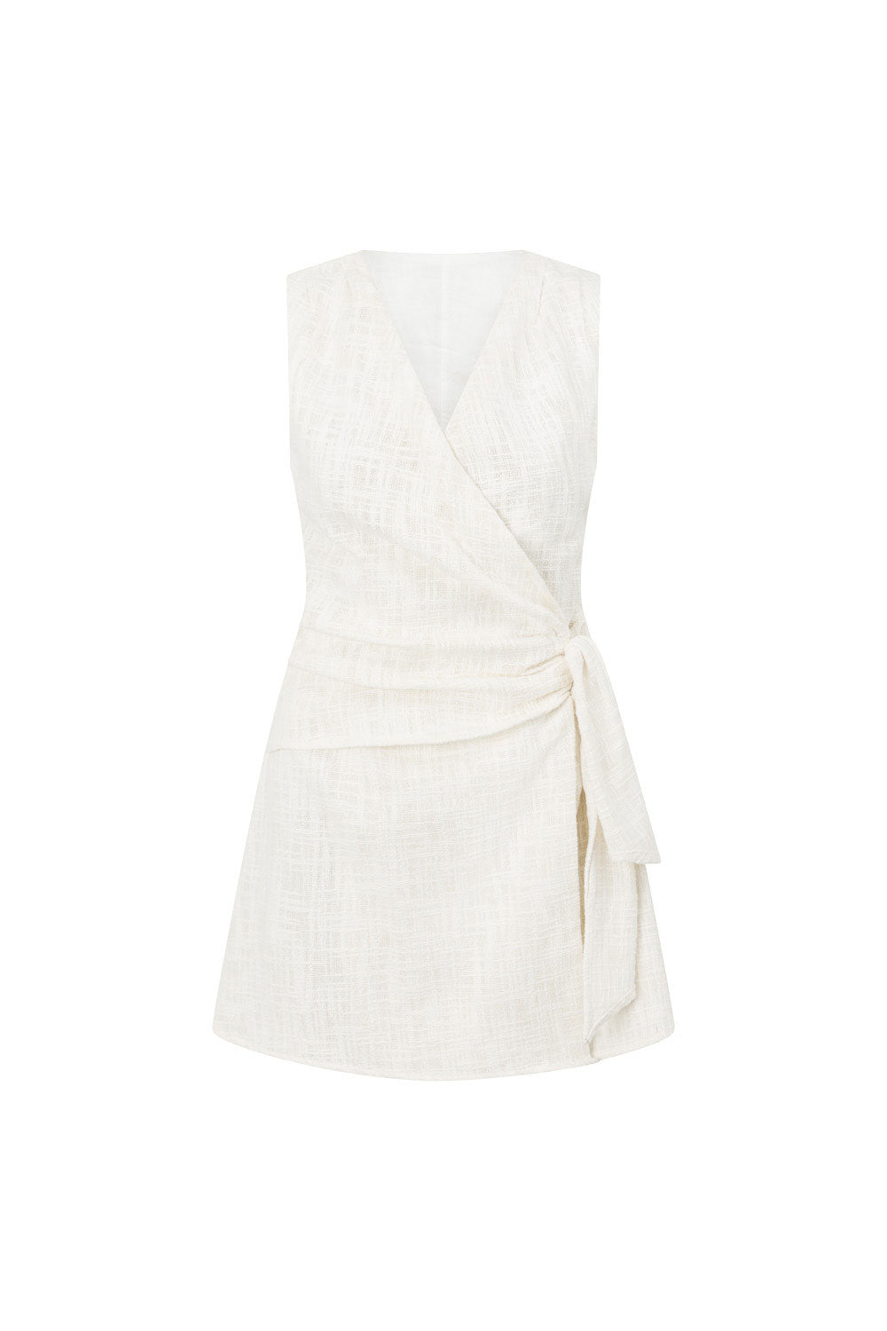 Fallon V Neckline Wrap Mini Dress - White