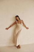 Beige Milkmaid A-Line Maxi Arlette Dress