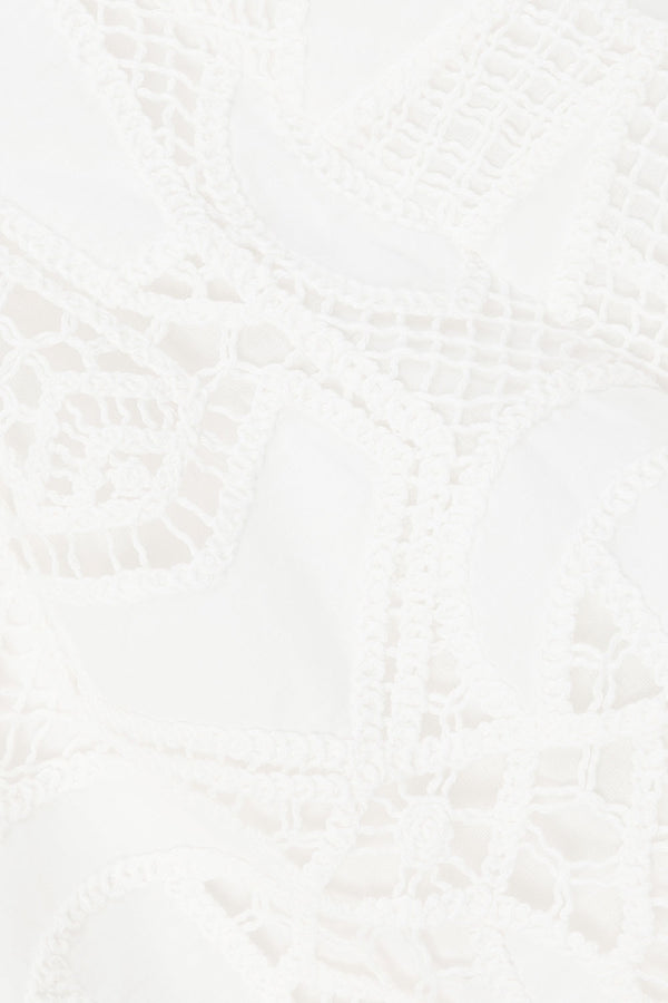 White Embroidered Cutwork Pocket Cielo Shorts