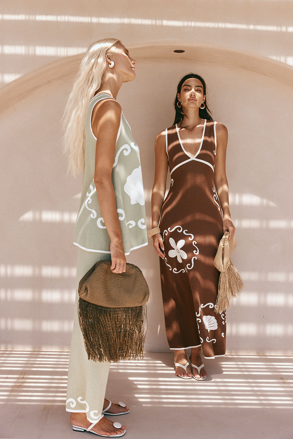 Green Ocean Relic Print Elastic Malani Pants