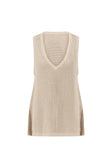 Beige Knit V Neck Ailish Top