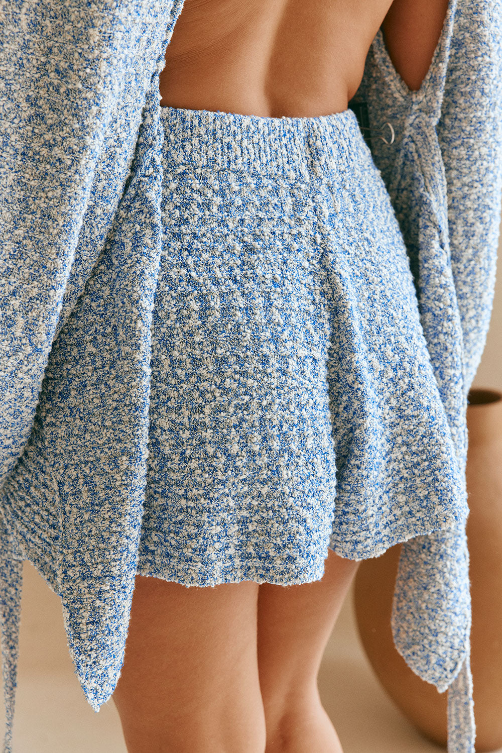 Tori Elasticated Knit Shorts - Blue, White