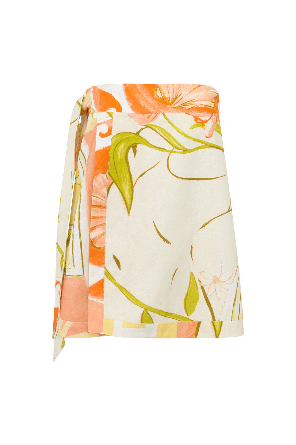 Orange Thalassa Rust Print Strapless Tie Elexus Top