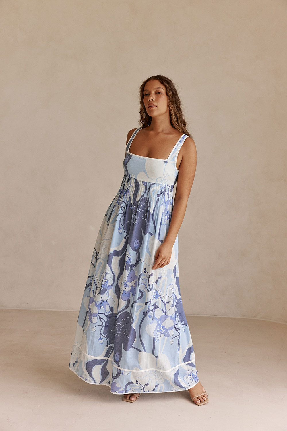 Blue Bouquet Blu Print Maxi Alista Dress