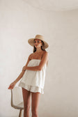 Cream Textured Stripe Strapless Sophie Playsuit