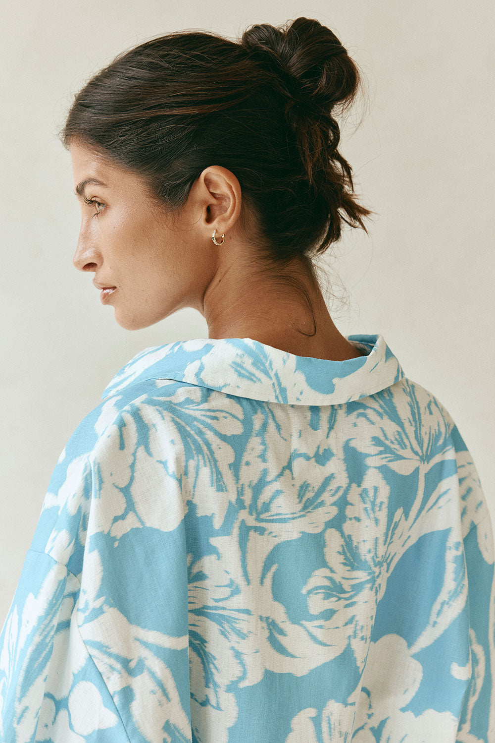 White Floral Short sleeve Button Up Tahlee Top