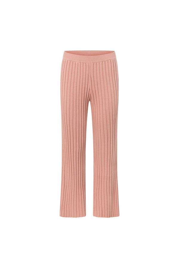 Blush Pink Ribbed Knit High Waist Celine Pants