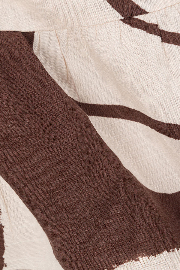 Brown and Cream Painted Tiles Strapless Presley Top