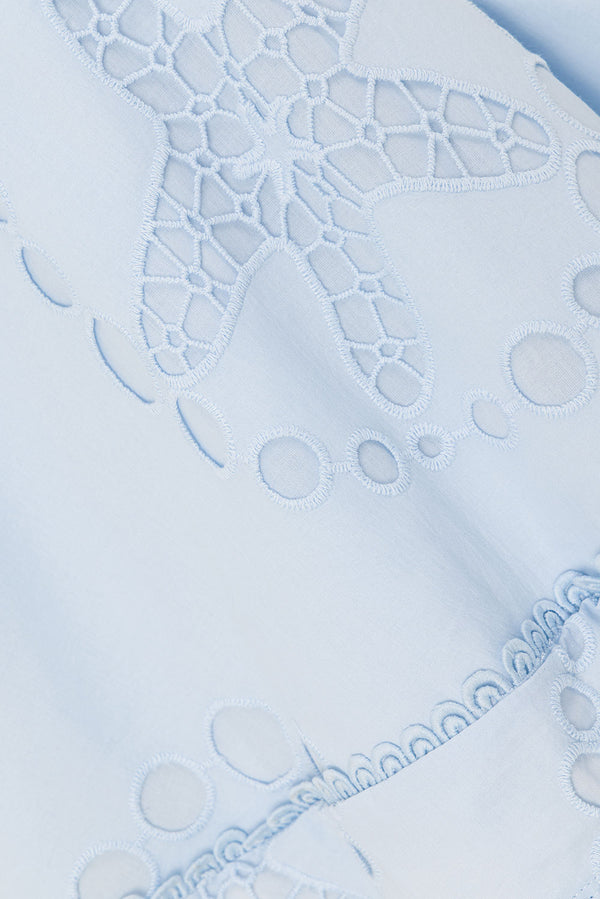 Blue Starfish Broderie Wide Strap Flounce Mini Divino Dress