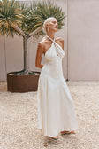 Cream Pleated Halter Maxi Blaire Skirt