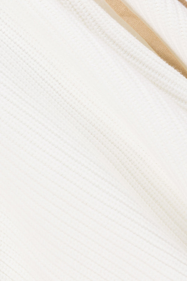 White Ribbed High Waist Tie Indigo Shorts