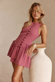 Musk Pink Button Mini Alfresco Dress